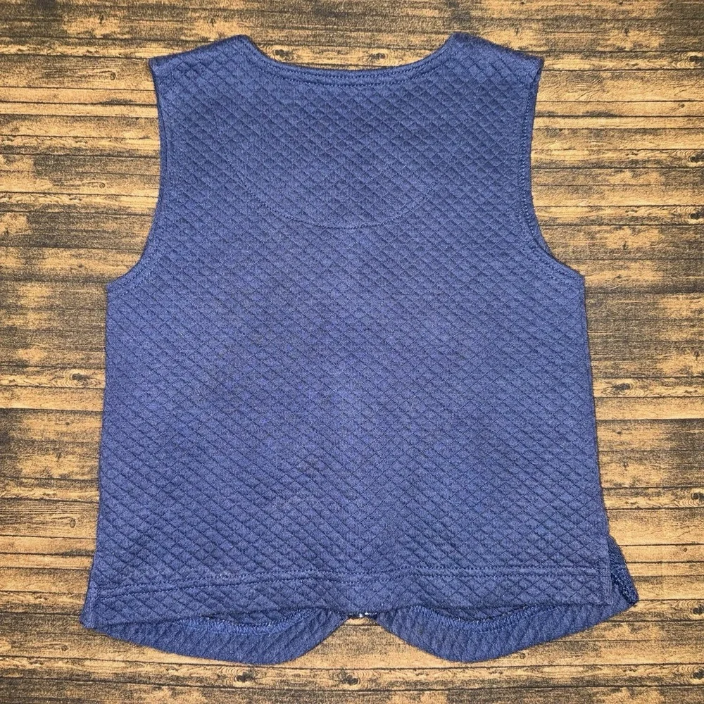 Christie Brooks Vest Girls M (5-6) Blue Vintage Nature Explorer Quilt
